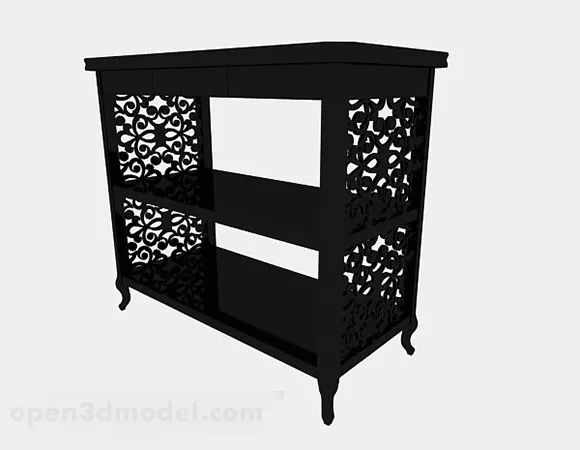 Black Carved Display Cabinet Frame 3d model Black Carved Display Cabinet Frame 3d model