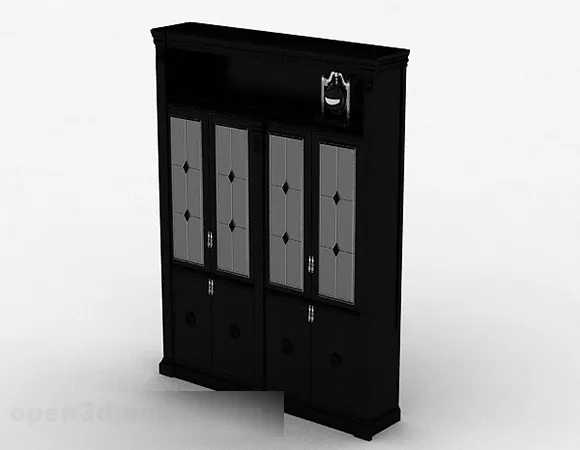 Wardrobe With Side Door Lattice Pattern 3d model