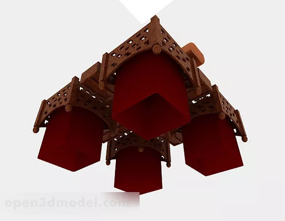 Chinese Style Ceiling Brown Chandelier 3d model Chinese Style Ceiling Brown Chandelier 3d model