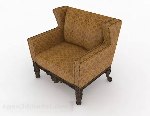 Asian Style Brown Single Sofa 3d model Asian Style Brown Single Sofa 3d model