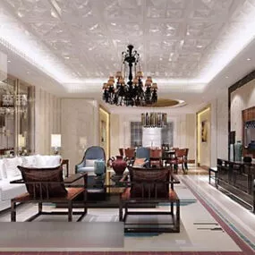 New Chinese Style Living Room Interior 3d model