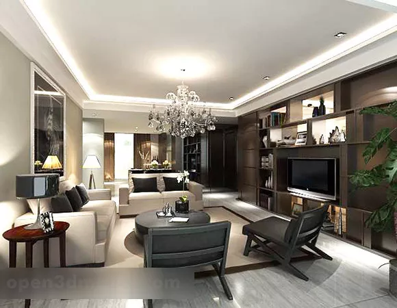 Chinese Living Room Background Wall Interior 3d model Chinese Living Room Background Wall Interior 3d model