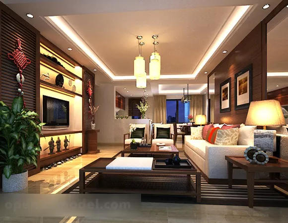 New Chinese Style Living Room Design Interior 3d model New Chinese Style Living Room Design Interior 3d model