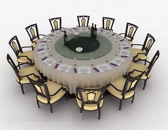 Chinese Style Round Dining Table And Chair 3d model Chinese Style Round Dining Table And Chair 3d model