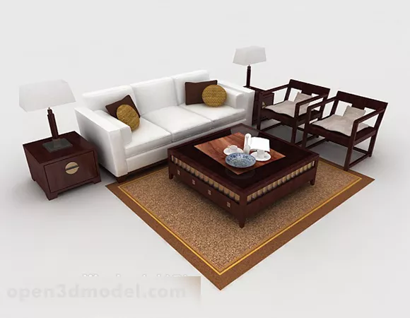 Chinese Style White Sofa 3d model Chinese Style White Sofa 3d model