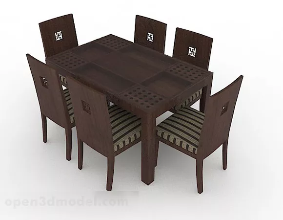 Asian Style Wood Table And Chair 3d model Asian Style Wood Table And Chair 3d model