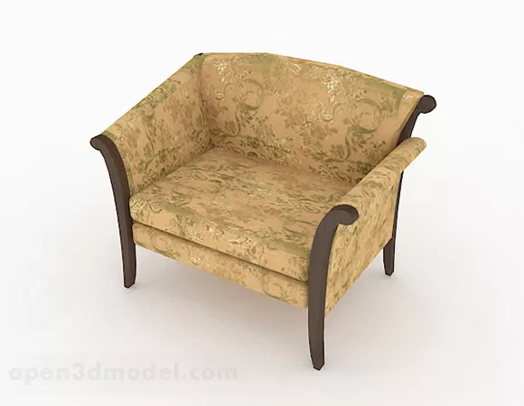 Chinese Style Yellow Single Sofa 3d model Chinese Style Yellow Single Sofa 3d model