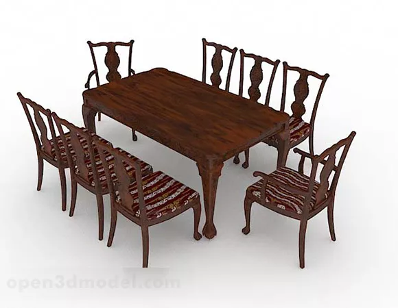 Chinese Wooden Dining Table Set 3d model Chinese Wooden Dining Table Set 3d model