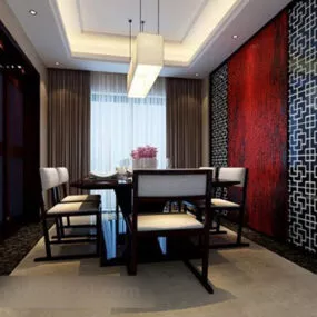 New Chinese Style Home Restaurant Interior 3d model