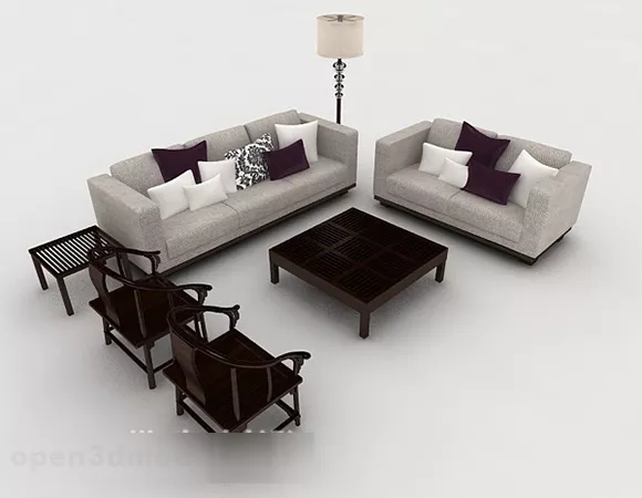 Chinese Style Home Simple Gray Sofa 3d model Chinese Style Home Simple Gray Sofa 3d model