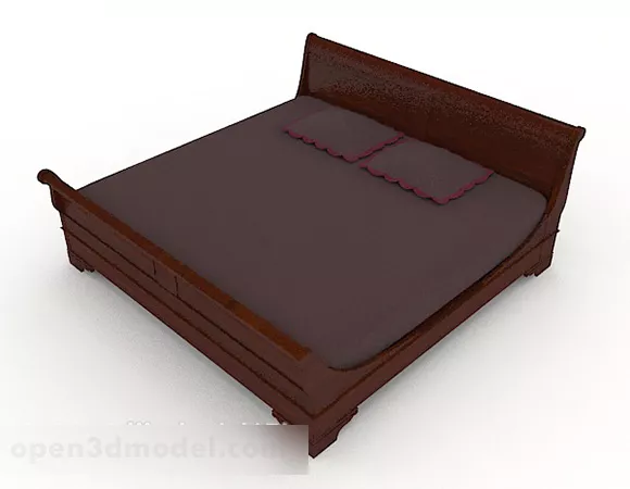 New Chinese Style Wooden Dark Double Bed 3d model New Chinese Style Wooden Dark Double Bed 3d model
