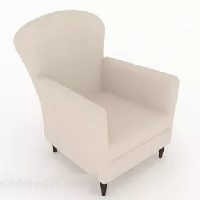 Nordic Beige White Simple Single Sofa 3d model