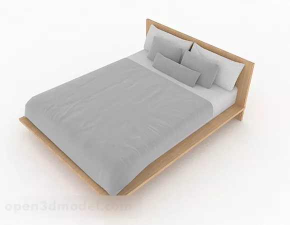 Nordic Grey Double Bed 3d model Nordic Grey Double Bed 3d model