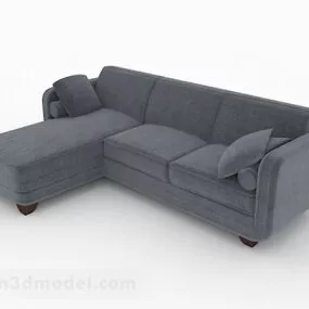 Nordic Grey Minimalist Multi-seats Sofa Furniture 3d model