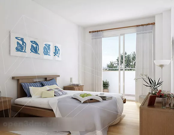 Nordic Minimalist Bedroom Interior 3d model Nordic Minimalist Bedroom Interior 3d model