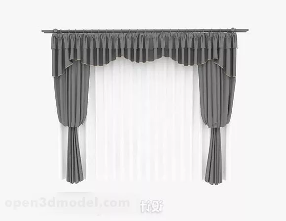 Off-white Curtain 3d model Off-white Curtain 3d model