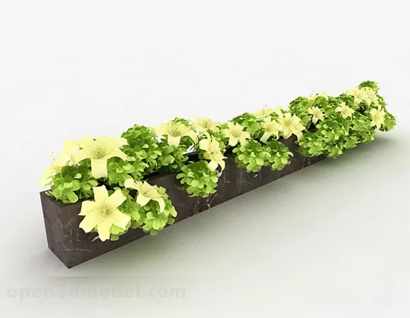 Off White Flower Ornamental Plant 3d model Off White Flower Ornamental Plant 3d model