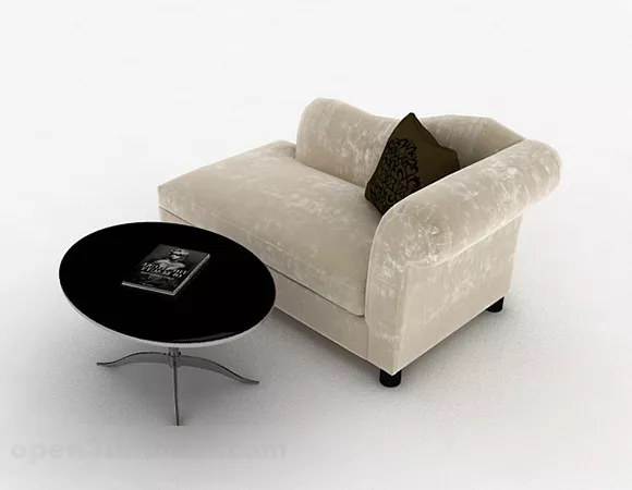 Off white single fabric sofa 3d model Off white single fabric sofa 3d model