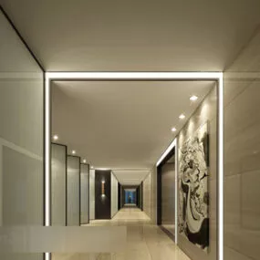Office Area Corridor Interior 3d model