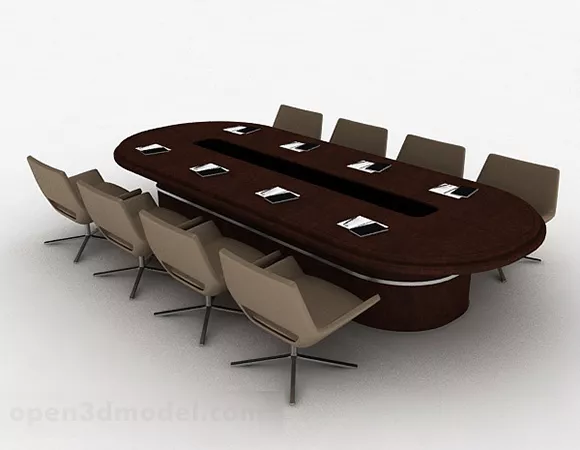 Conference Table With Eight Chairs 3d model