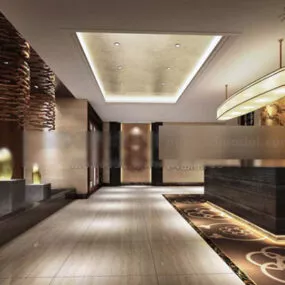 Office Lobby Front Desk Design Interior 3d model