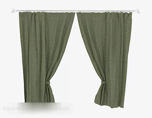 Olive Green Simple Curtain 3d model Olive Green Simple Curtain 3d model