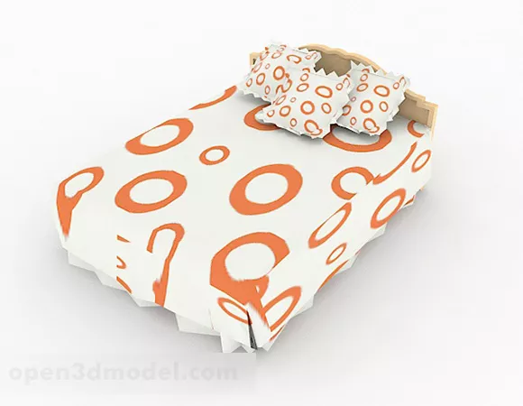 Orange Circle Double Bed 3d model Orange Circle Double Bed 3d model