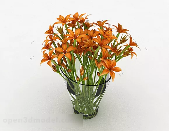 Orange Flower Furniture Vase 3d model Orange Flower Furniture Vase 3d model