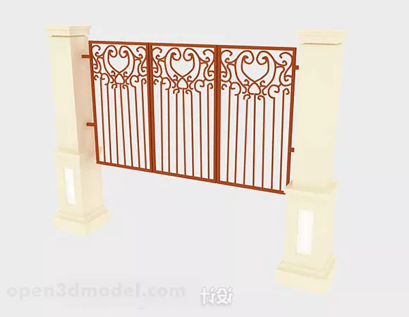 Outdoor Gate Fence Architecture Basic Design 3d model