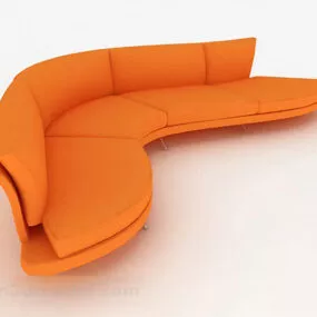 Minimalist Curved Orange Fabric Sofa 3d model