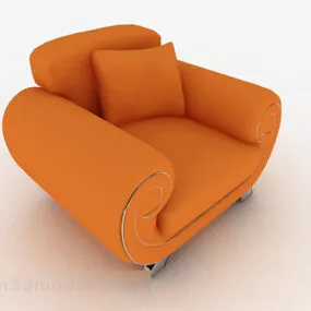 Orange Minimalist Single Sofa 3d model