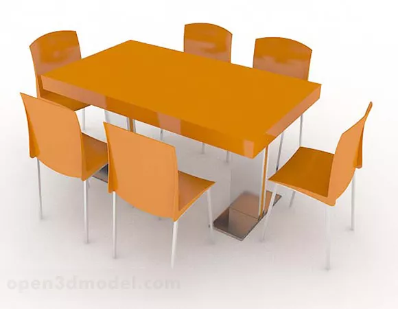 Orange Dining Table Chair Decor Set 3d model Orange Dining Table Chair Decor Set 3d model