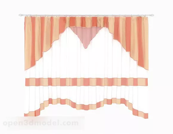 Orange Striped Home Curtains 3d model Orange Striped Home Curtains 3d model