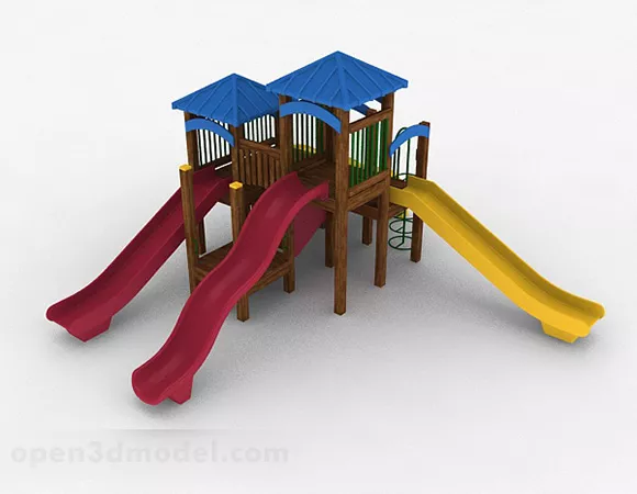 Wooden Seesaw Playground 3d model