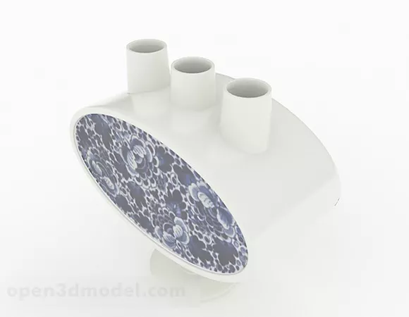 White Vase, Black Bottle, Bathroom Set 3d model