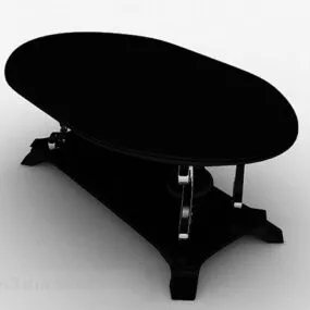 Oval Brown Wooden Dining Table Furniture 3d model