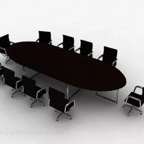 Oval Conference Table And Chair Design 3d model