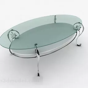 Oval Gray Glass Coffee Table Furniture 3d model