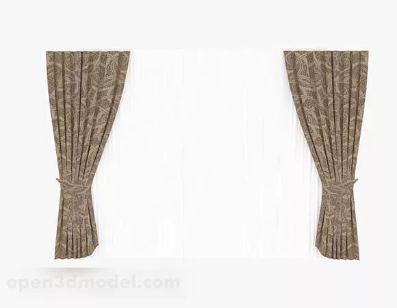 Pattern Brown Home Curtain 3d model Pattern Brown Home Curtain 3d model
