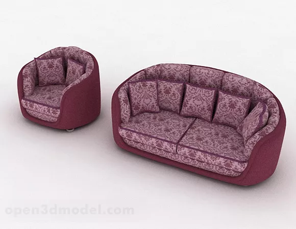Pattern Red Combination Sofa 3d model Pattern Red Combination Sofa 3d model