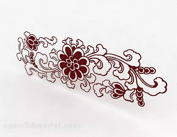 Peony Flower Pattern Wallpaper 3d model Peony Flower Pattern Wallpaper 3d model
