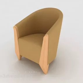 Personality Simple Wooden Brown Single Sofa 3d model