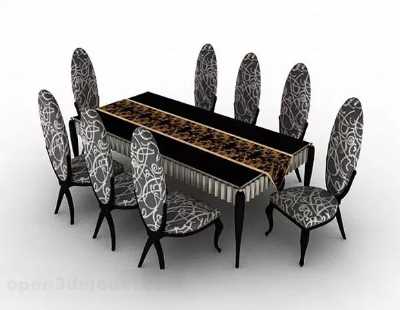 Dining Table Chair Black Gray Color 3d model Dining Table Chair Black Gray Color 3d model