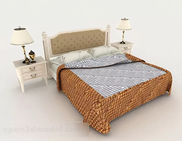 Retro Home Double Bed 3d model Retro Home Double Bed 3d model