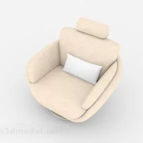 Simple Beige Single Sofa 3d model