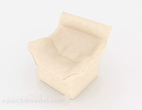 Simple Beige Tweed Single Sofa 3d model Simple Beige Tweed Single Sofa 3d model