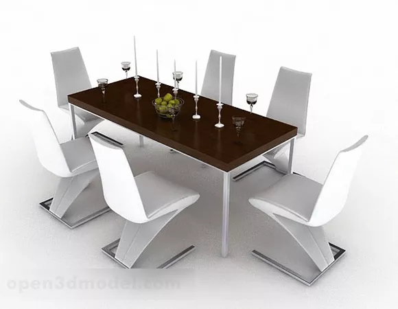 Home Simple White Dining Table And Chair 3d model Home Simple White Dining Table And Chair 3d model