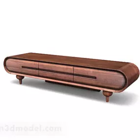Round Corner Simple Wooden Tv Cabinet 3d model