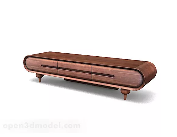 Round Corner Simple Wooden Tv Cabinet 3d model Round Corner Simple Wooden Tv Cabinet 3d model