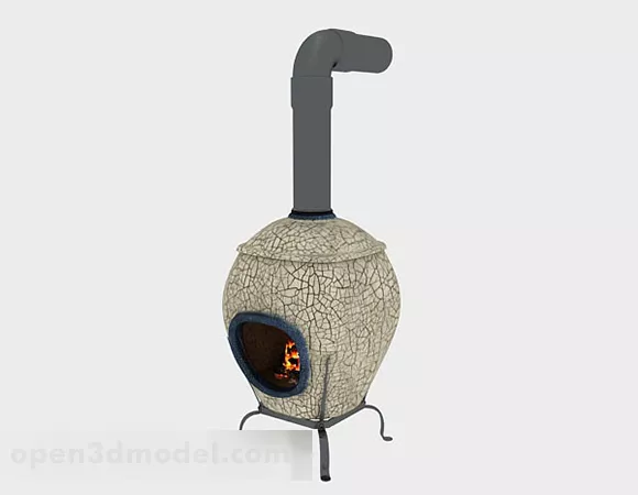 Wooden Fireplace Mantel 3d model